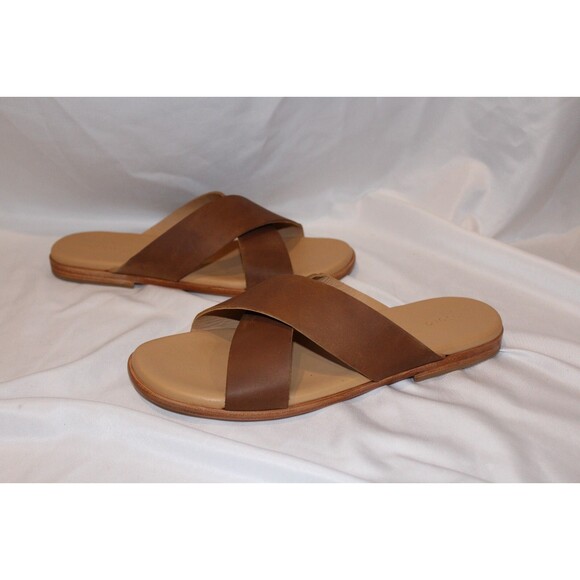 Nisolo Men's Dante Criss Cross Leather Slide Slip On Sandals Tabacco Casual 12 - Picture 3 of 4